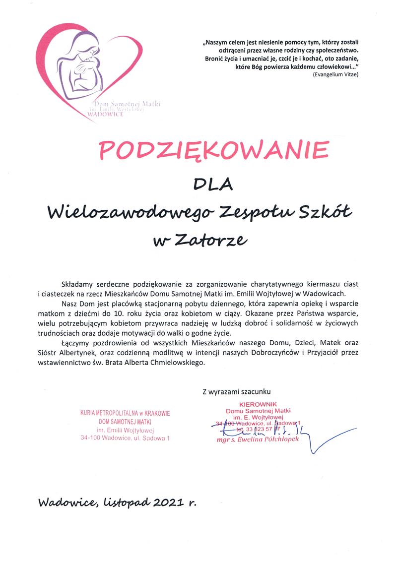 podziękowanie DSM